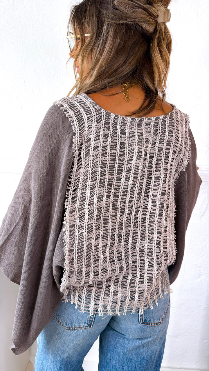 Driftwood Blouse, Charcoal Multi
