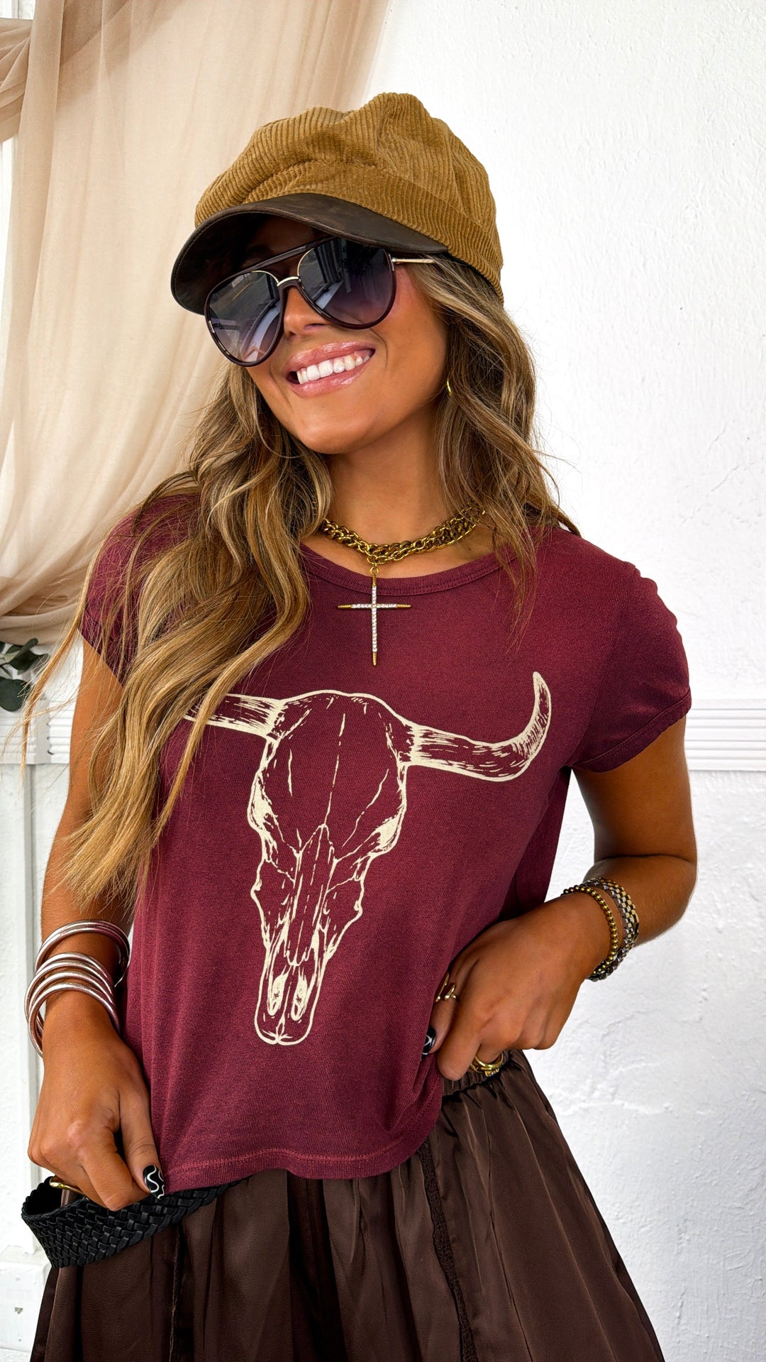 Longhorn & Field Graphic Tee, Brick