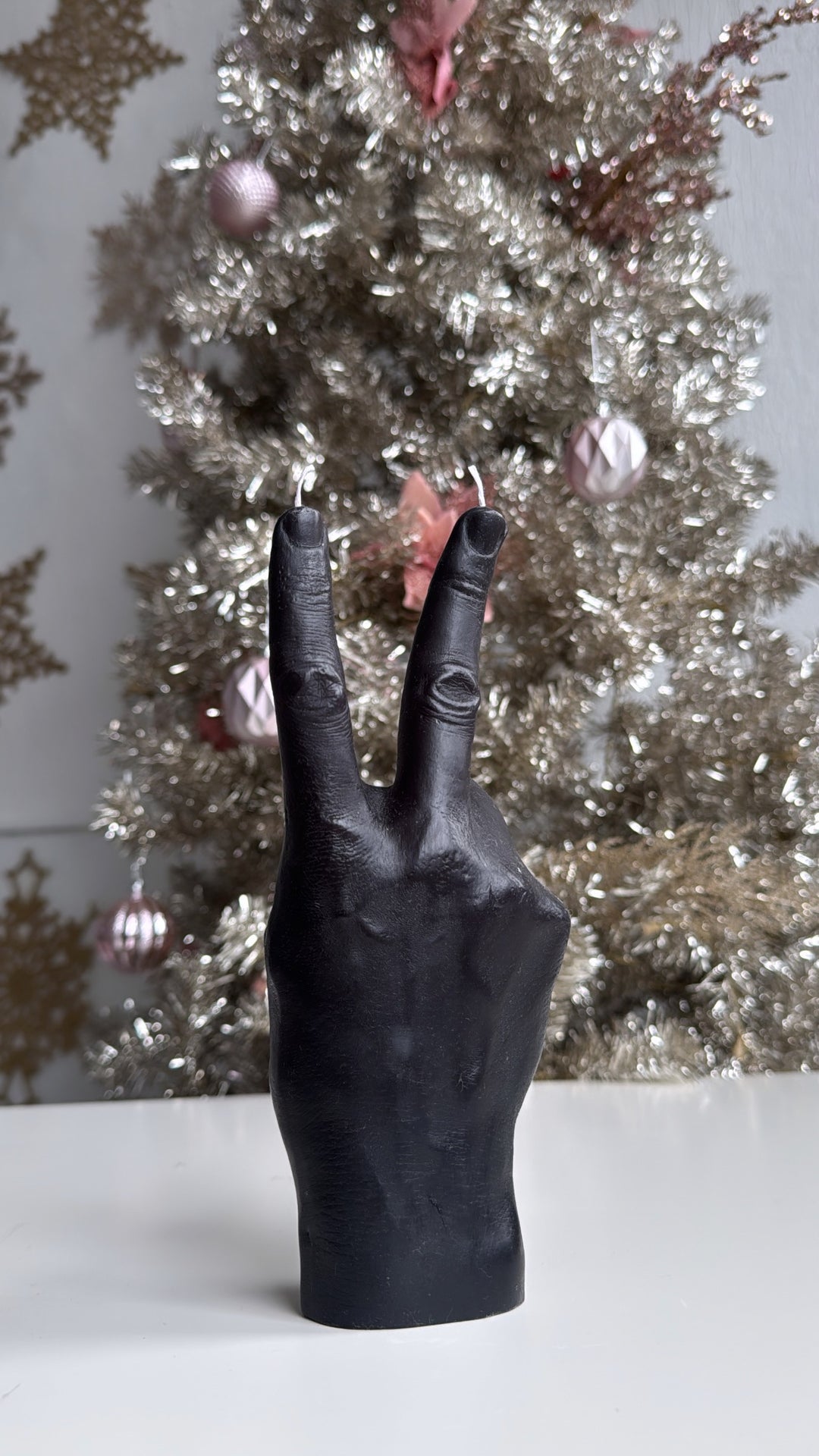 Hand Gesture Candle, Peace Black