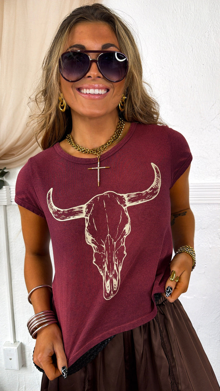 Longhorn & Field Graphic Tee, Brick