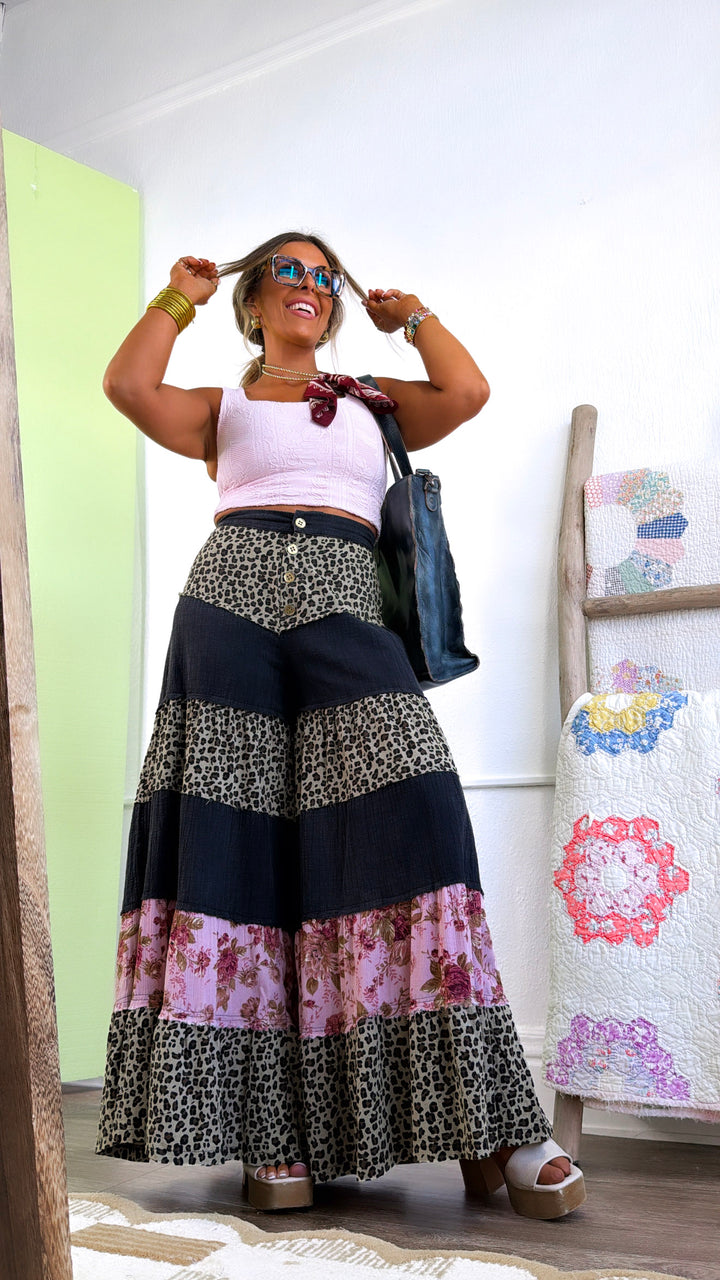 Wild Edge Wide Leg Pant, Black Multi