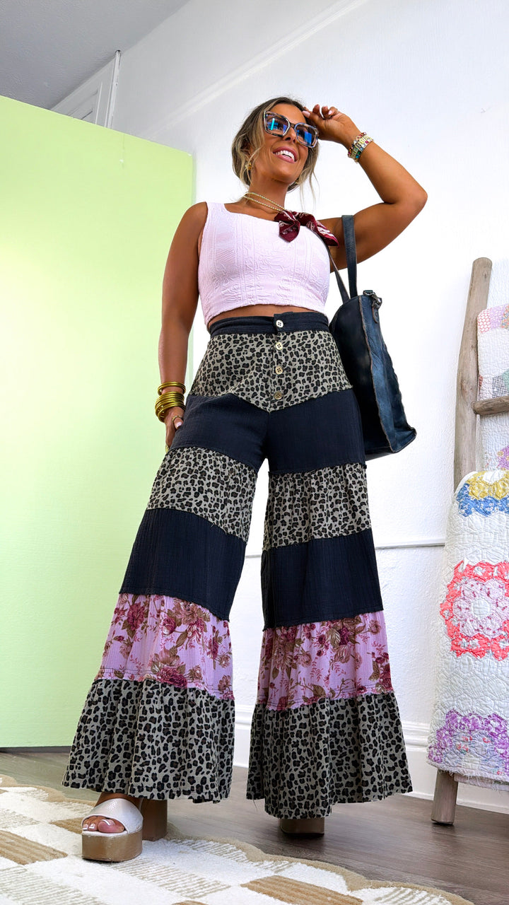 Wild Edge Wide Leg Pant, Black Multi