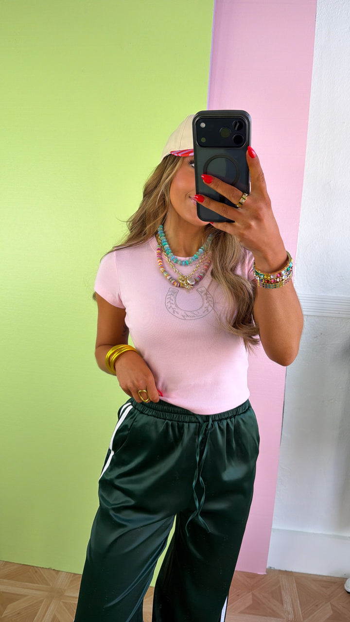 Horseshoe Charm Baby Tee, Lt. Pink