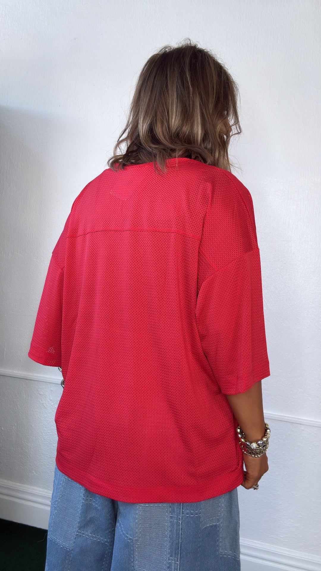 Bleacher Babe Jersey Top, Red