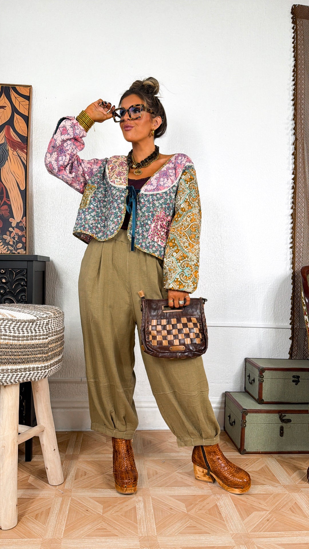 The Clara Patchwork Jacket, Pink Combo