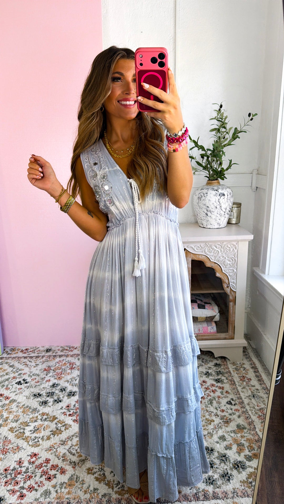 Just A Touch Of Sparkle Maxi Dress, Sky