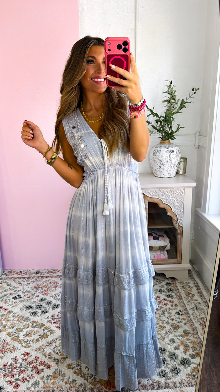 Just A Touch Of Sparkle Maxi Dress, Sky