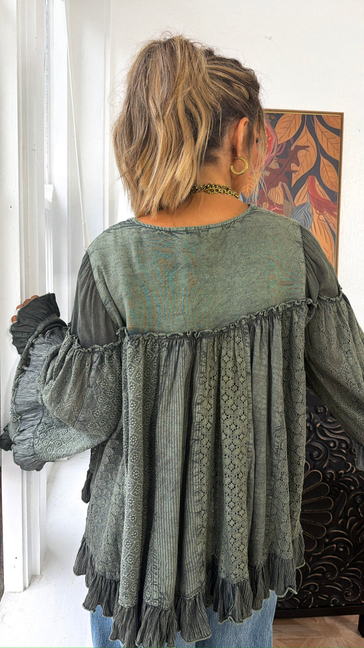 Laken Button Blouse, Basil