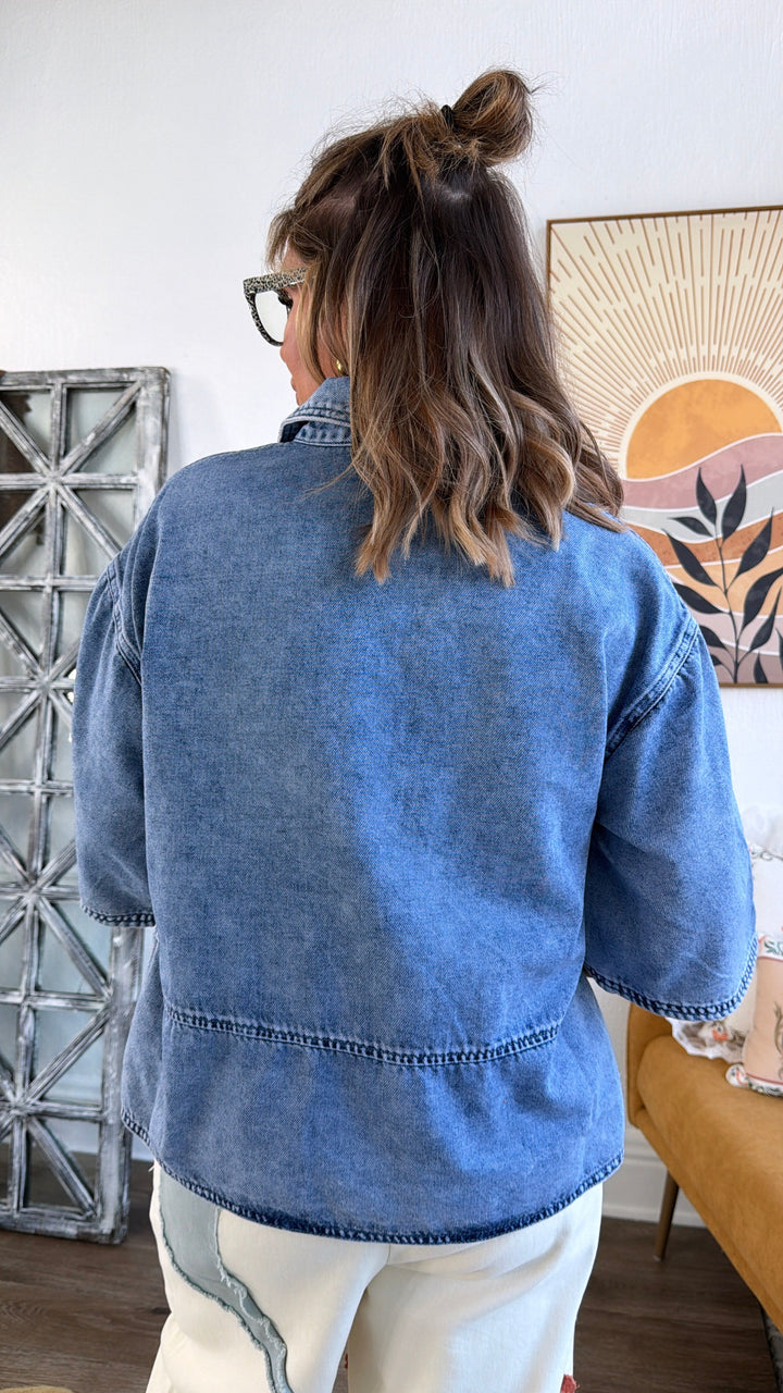 Bluebird Denim Top, Blue Denim