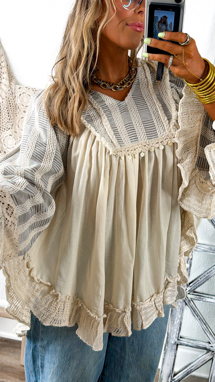 Cloud Bloom Blouse, Natural Multi