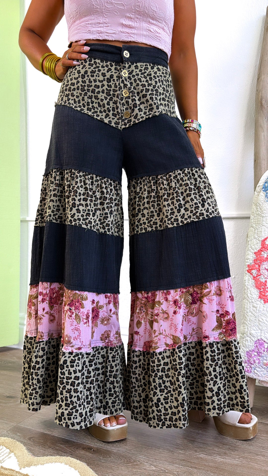 Wild Edge Wide Leg Pant, Black Multi