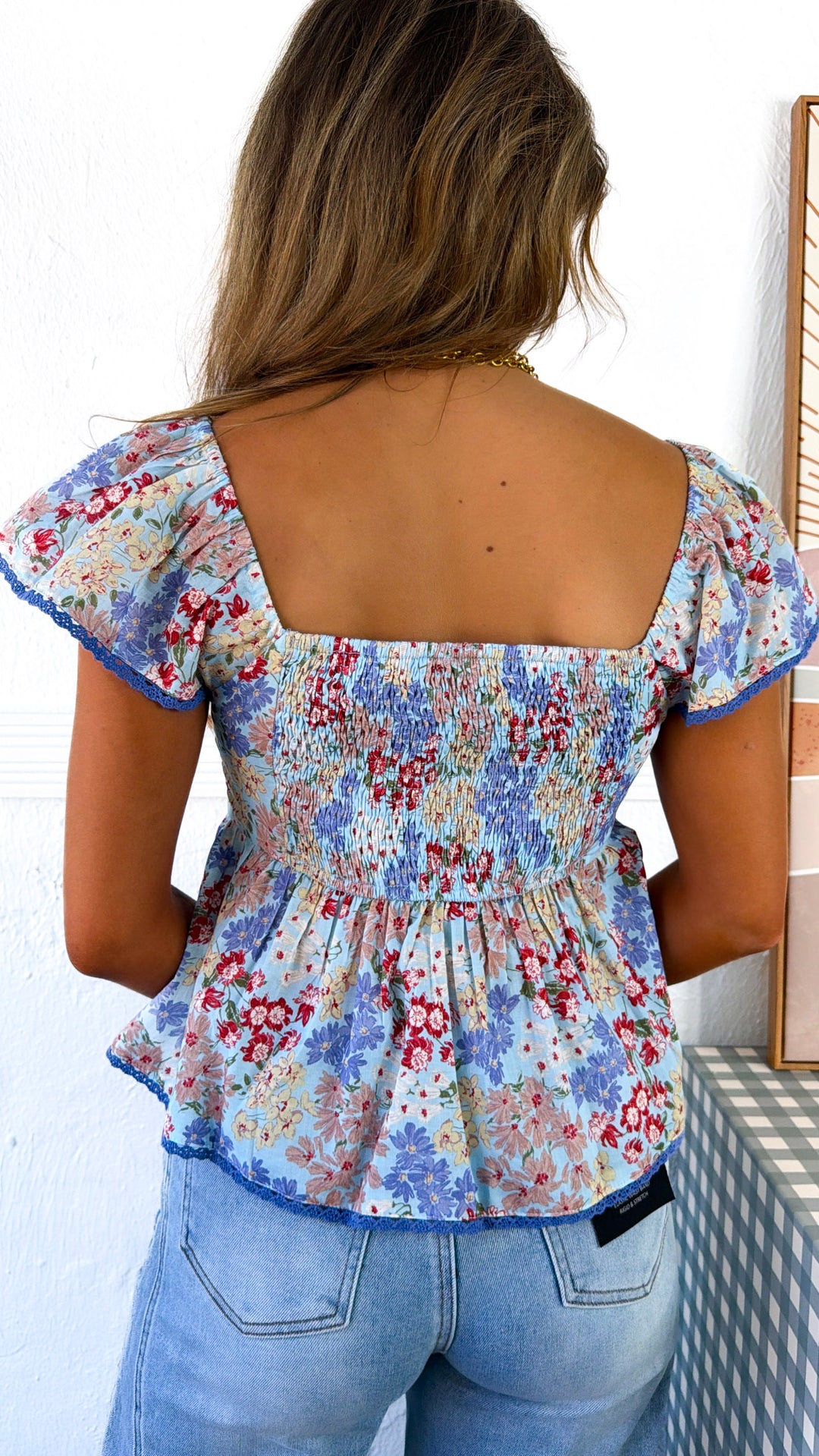 Villa Garden Blouse, Blue Multi