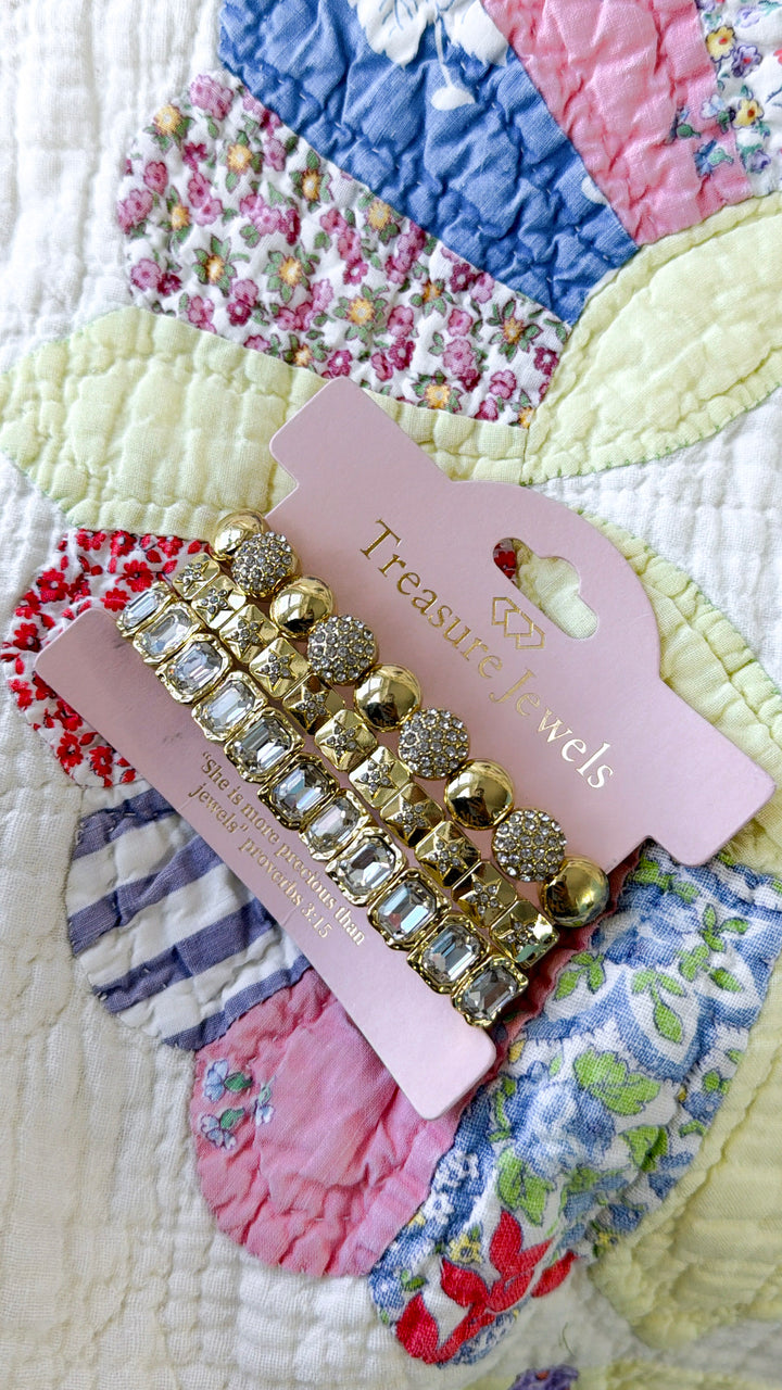 Radiant Gold Crystal Bracelet Stack