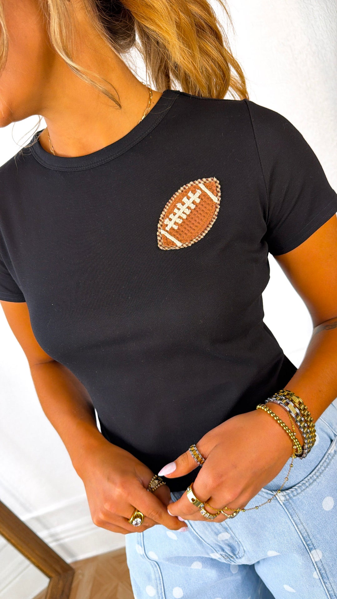 Patch Play Cropped Tee, Black