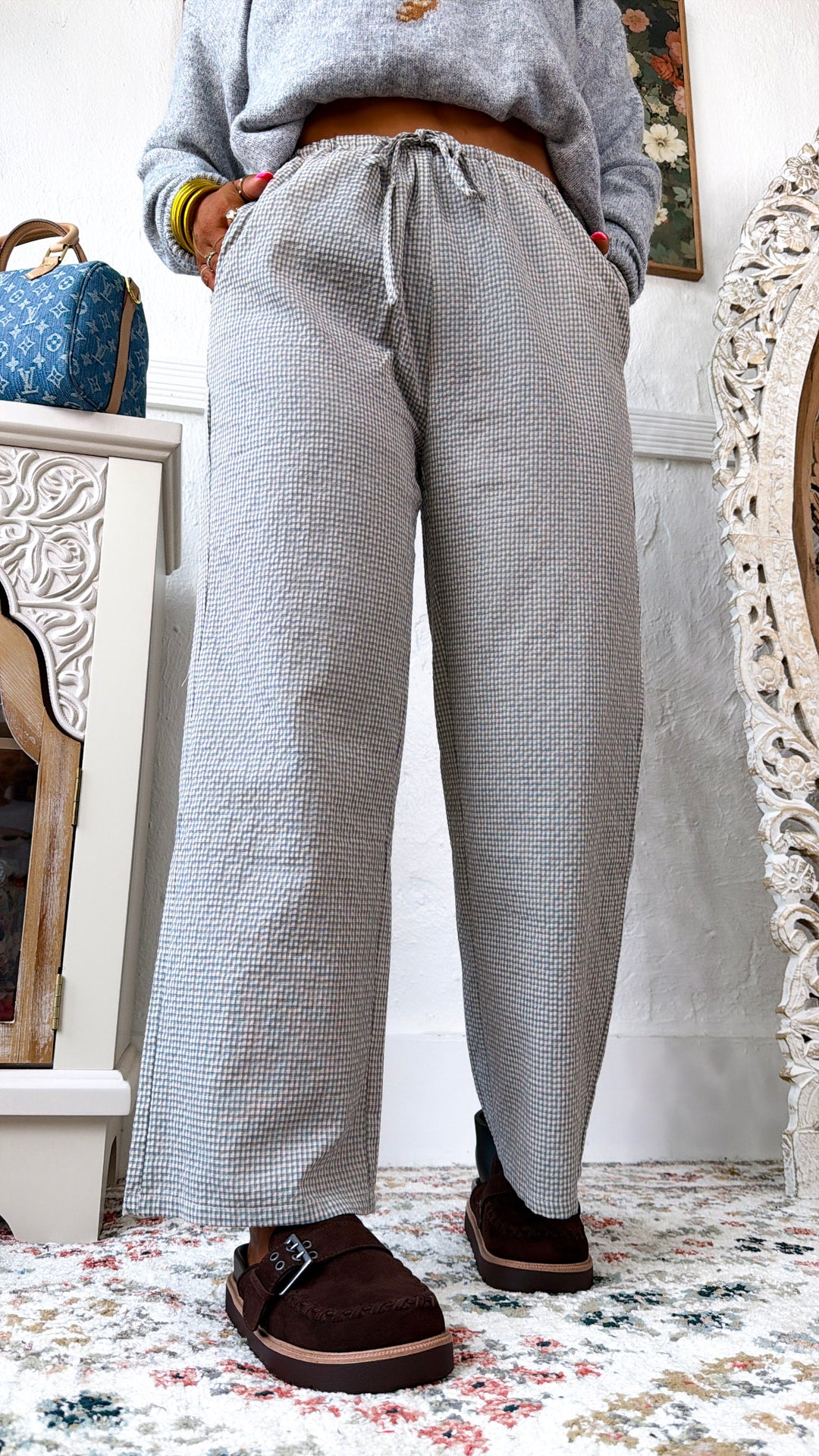 Meant To Be Plaid Pants, Cloud/Cream