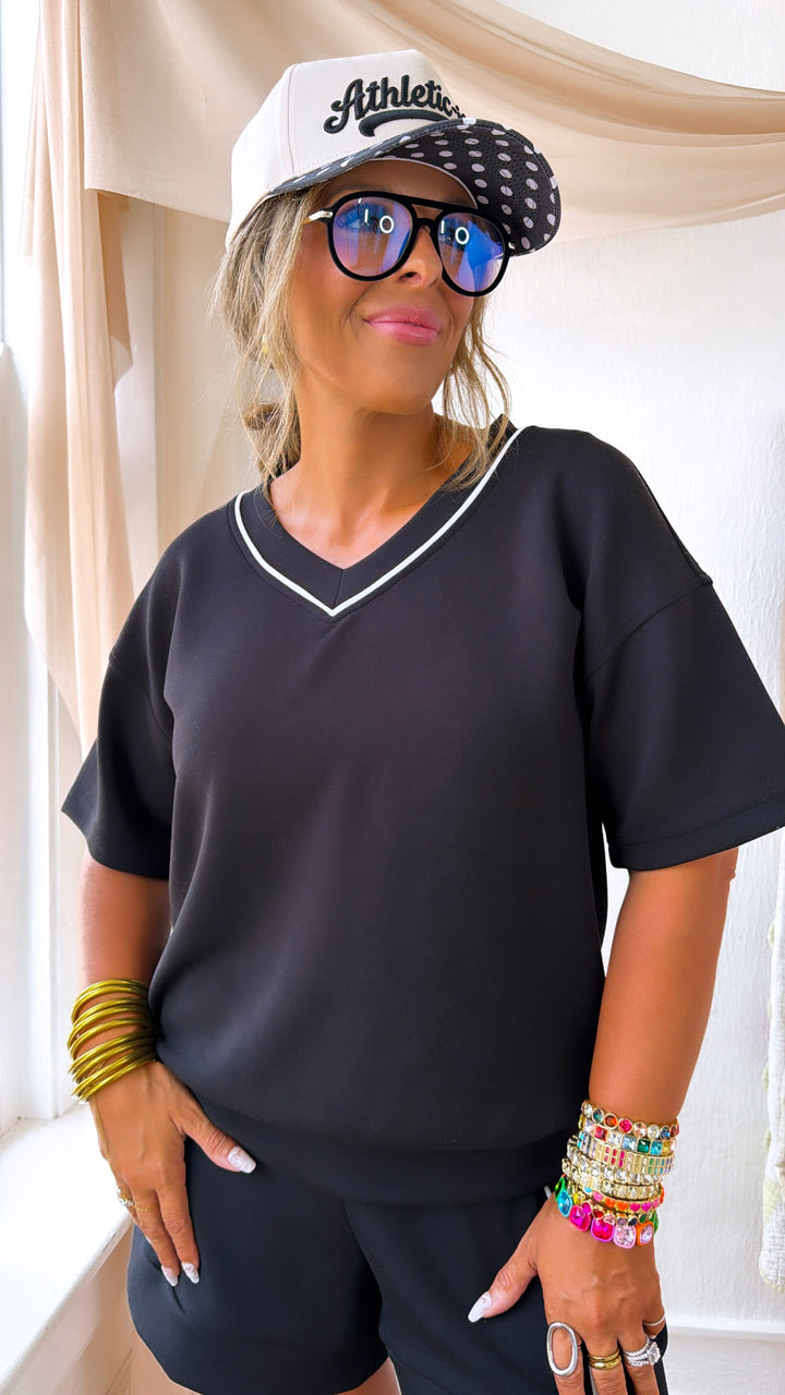 Take It Slow Two Piece Set, Black/Cream