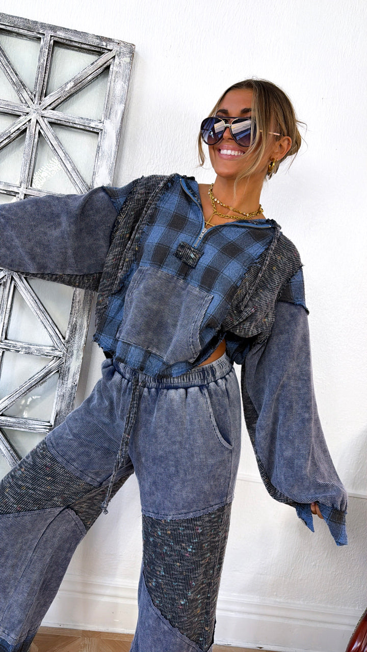Pure & Plaid Flannel Hoodie, Indigo Plaid