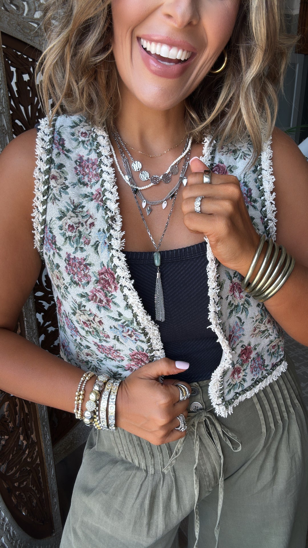 Fading Wildflower Tapestry Vest, Multi