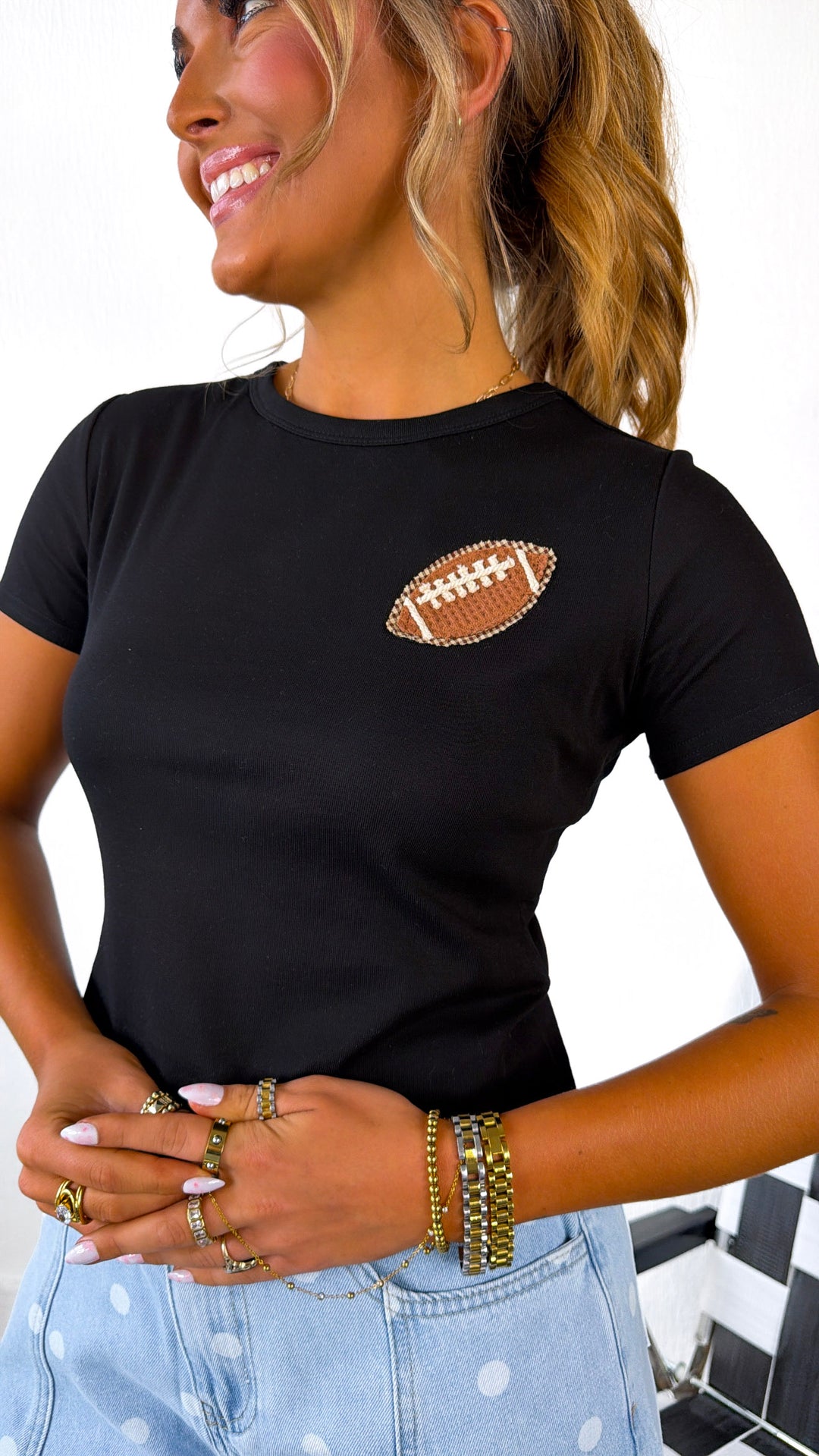 Patch Play Cropped Tee, Black