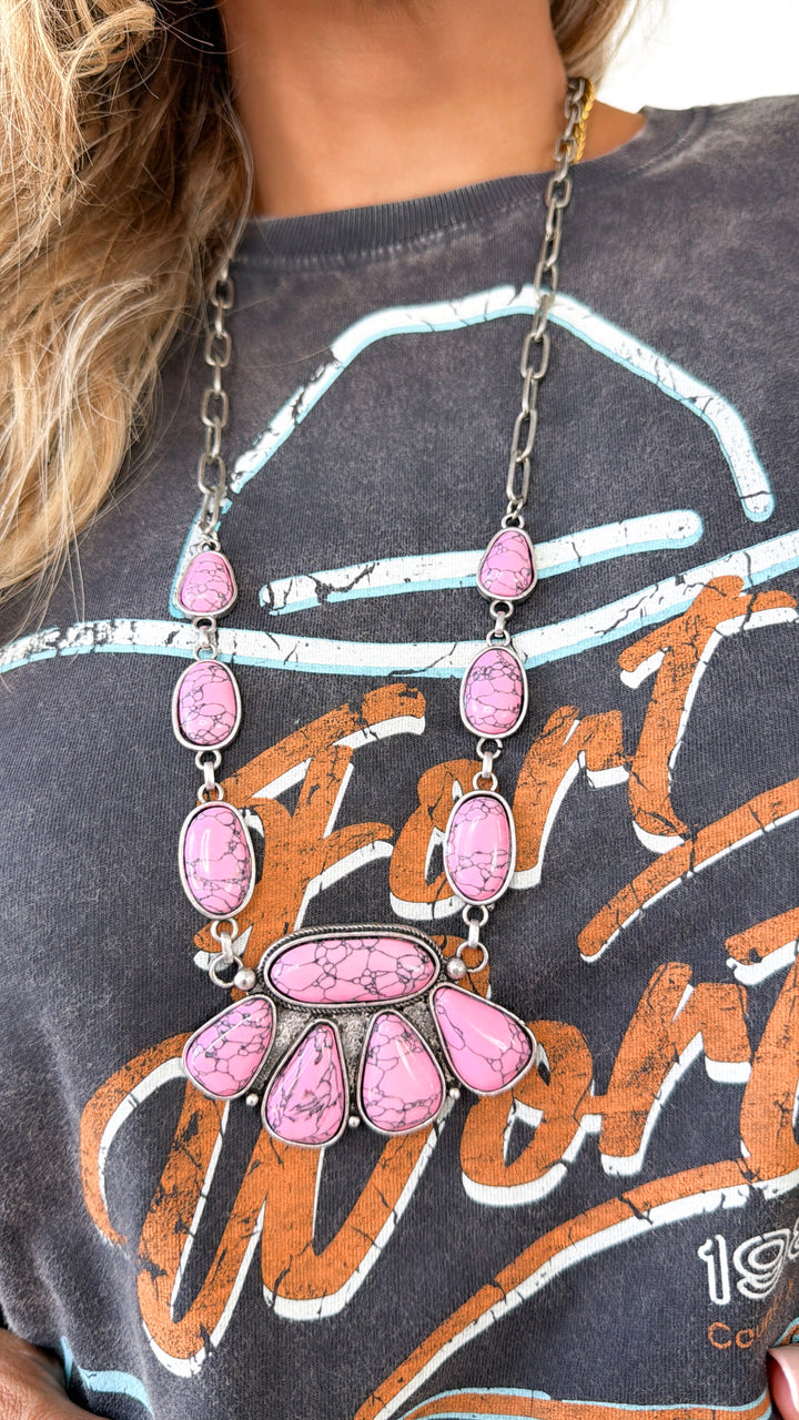 Metal PawChain Necklace, Lt.Pink