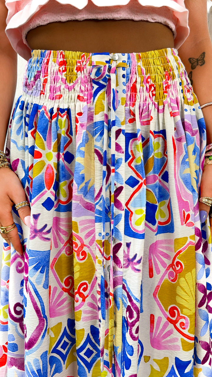 Dichroic Glass Midi Skirt,  Blue Mustard