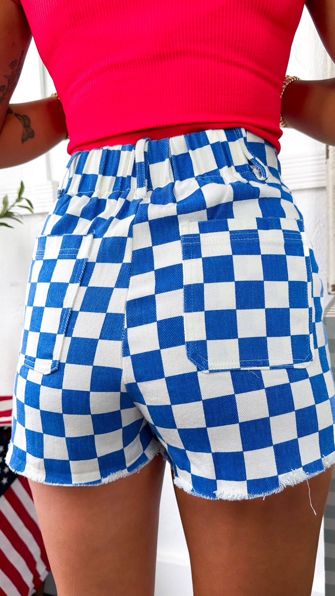 Everyday Check Shorts, Blue