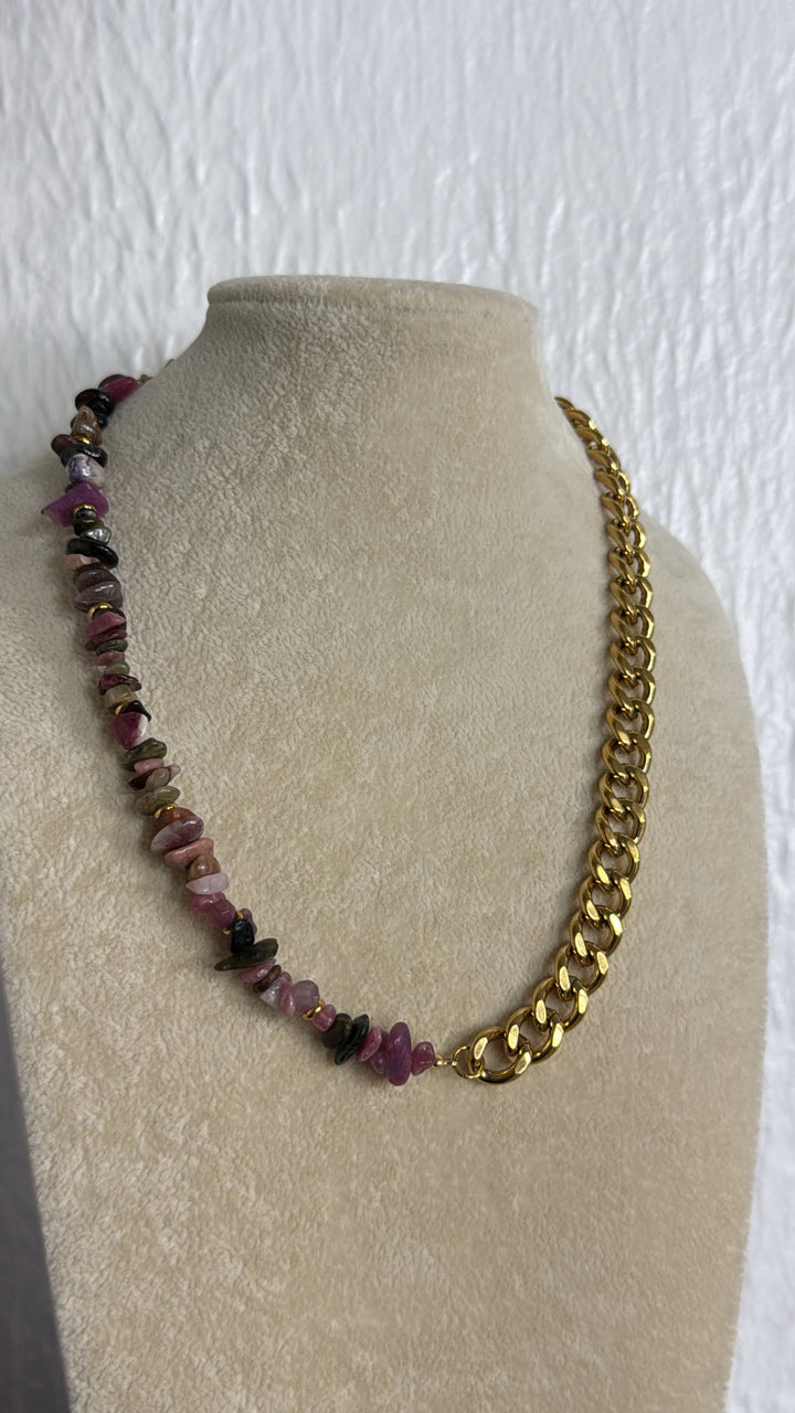 Treasure Jewels: Mauve Stone & Chain Necklace
