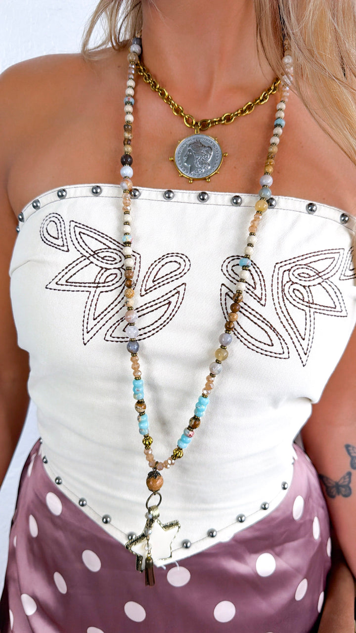 Evermore Embellished Tube Top, Cream