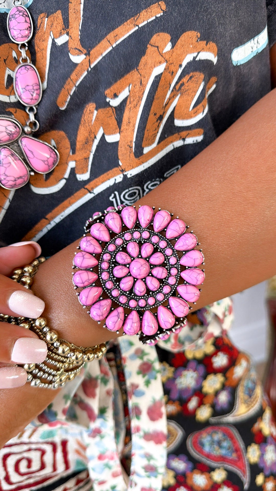 Pink Concho Bracelet Cuff