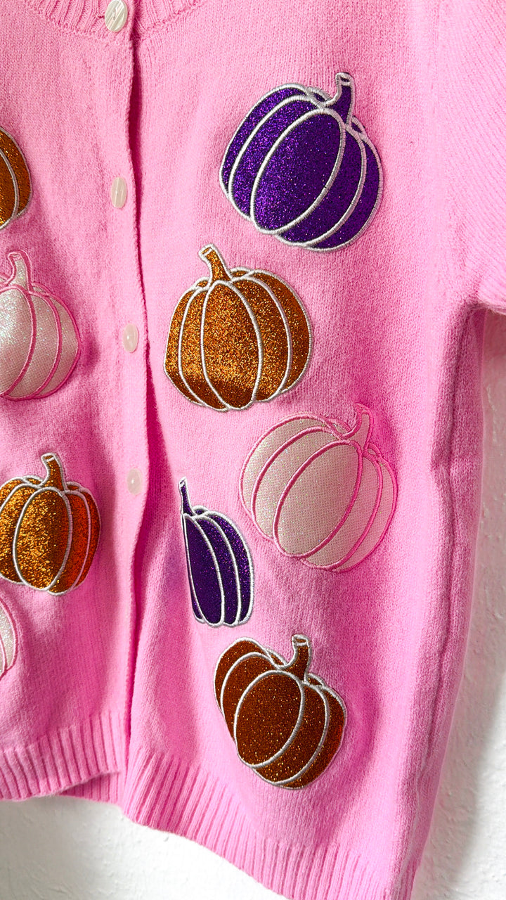 Glitter Pumpkin Cardigan, Pink