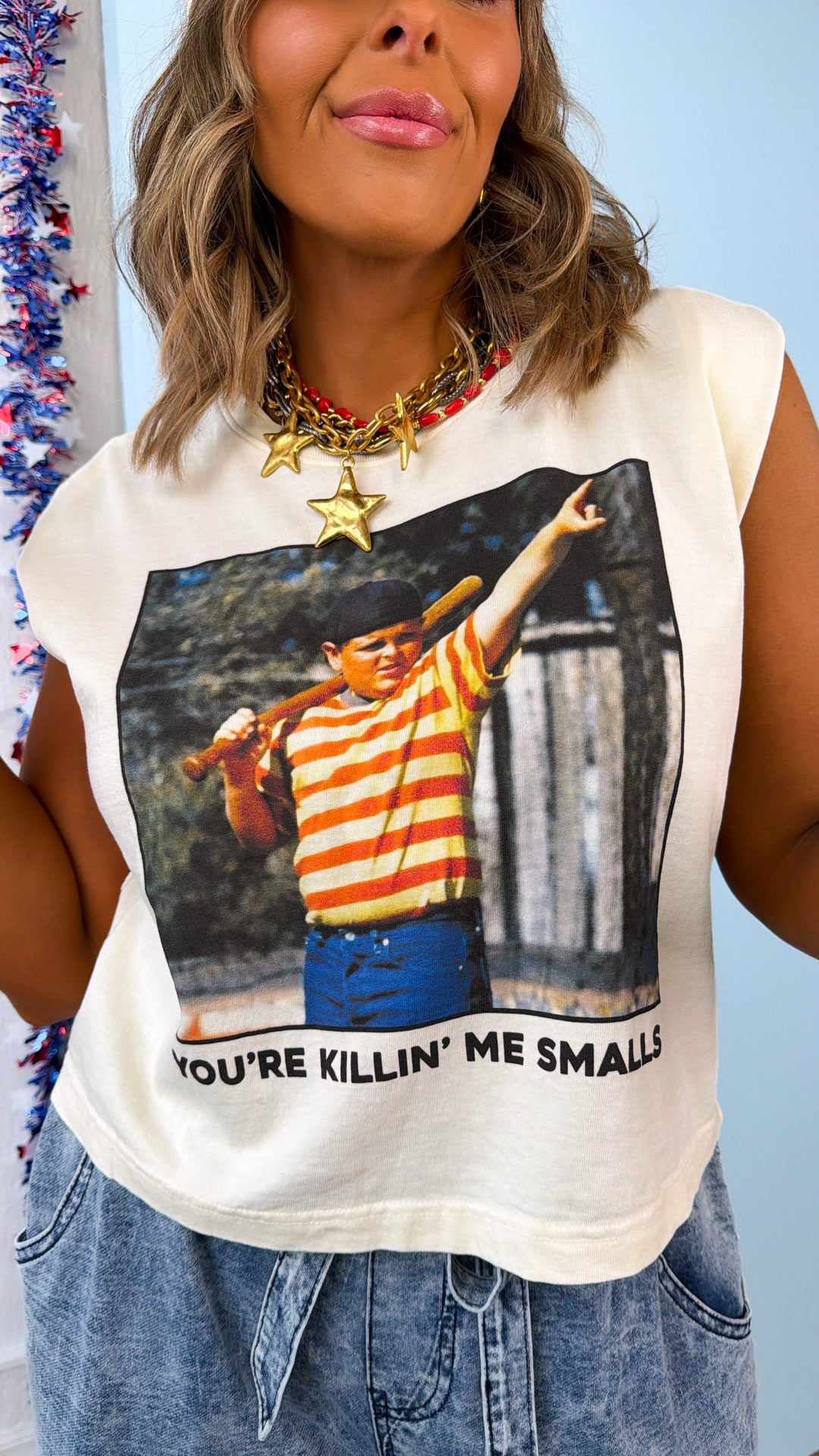 You're Killin Me Smalls Graphic Tank, Cream