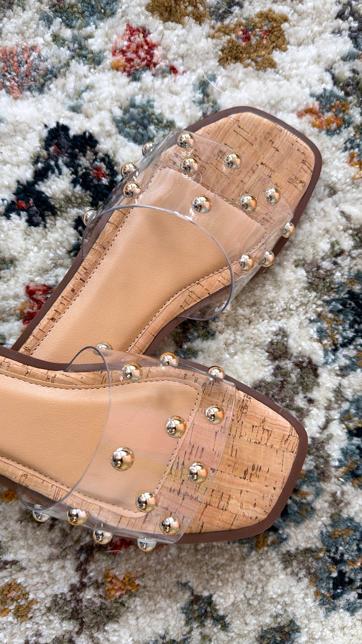 Honey Glow Sandals, Clear With Studs