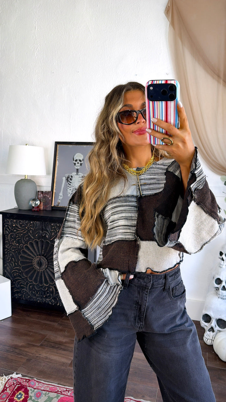 Square Patch Sweater, Black