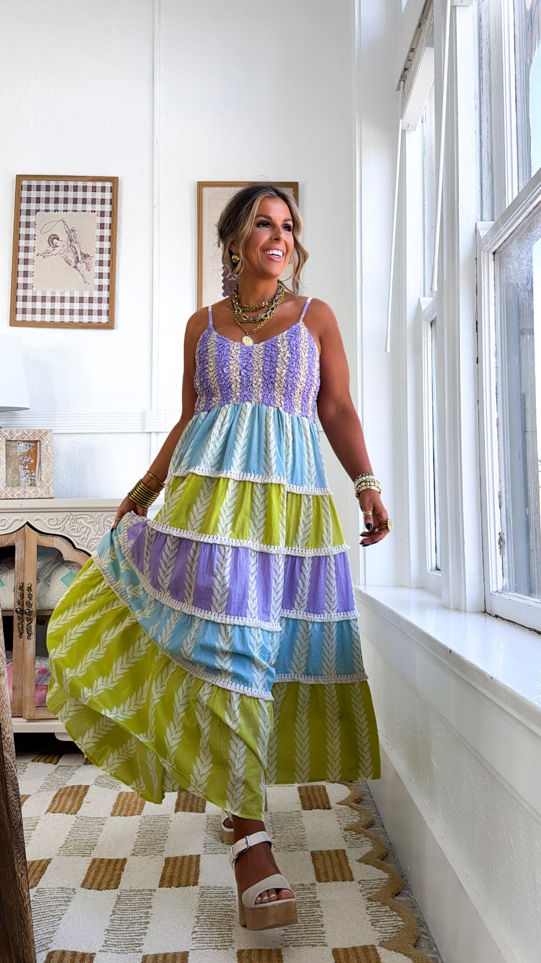 Summer Washed Maxi Dress, Lavender/Blue