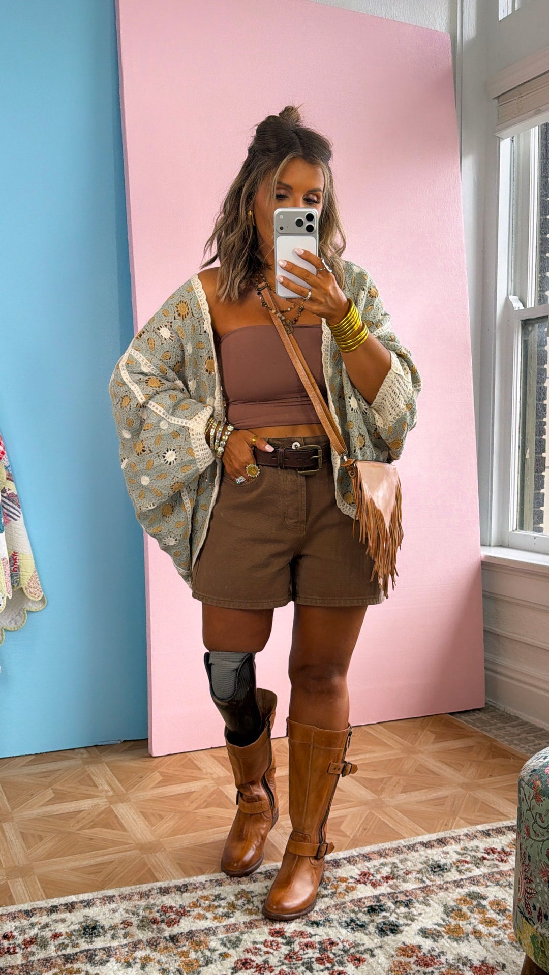 Lime Mist Knit Cardigan, Sage Multi