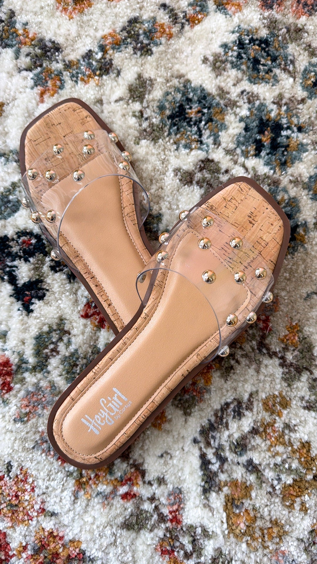 Honey Glow Sandals, Clear With Studs
