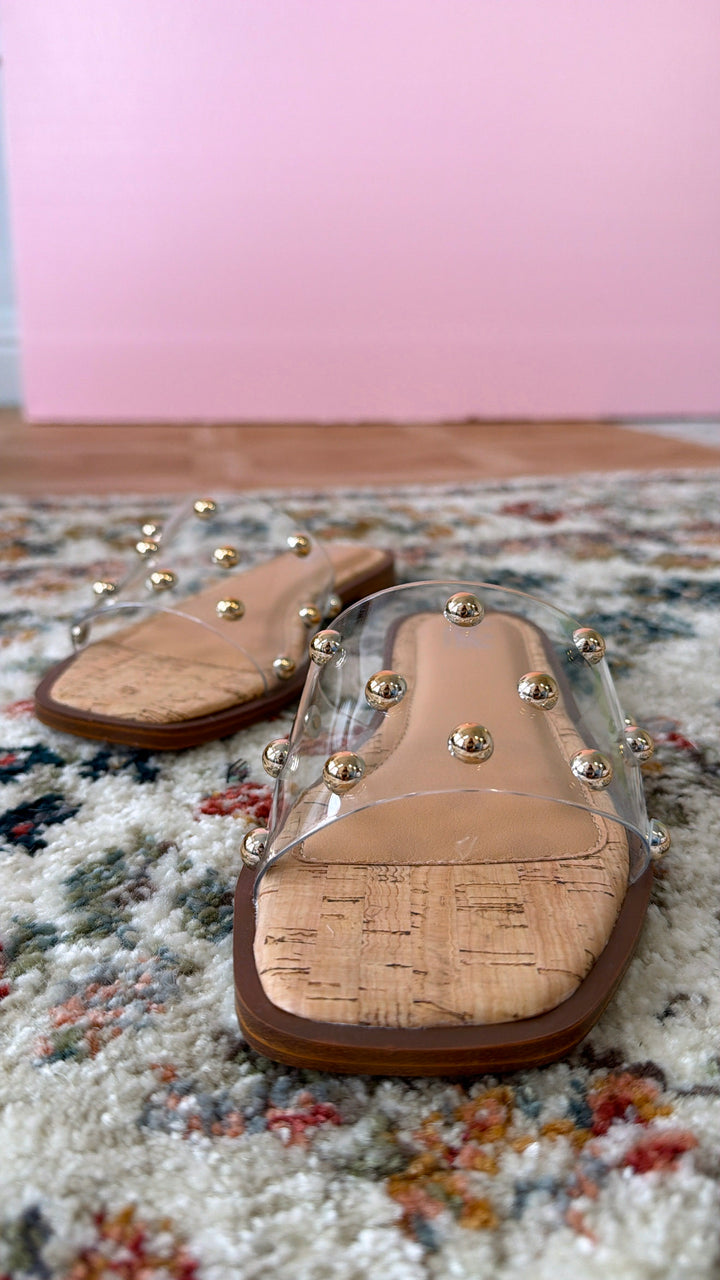 Honey Glow Sandals, Clear With Studs