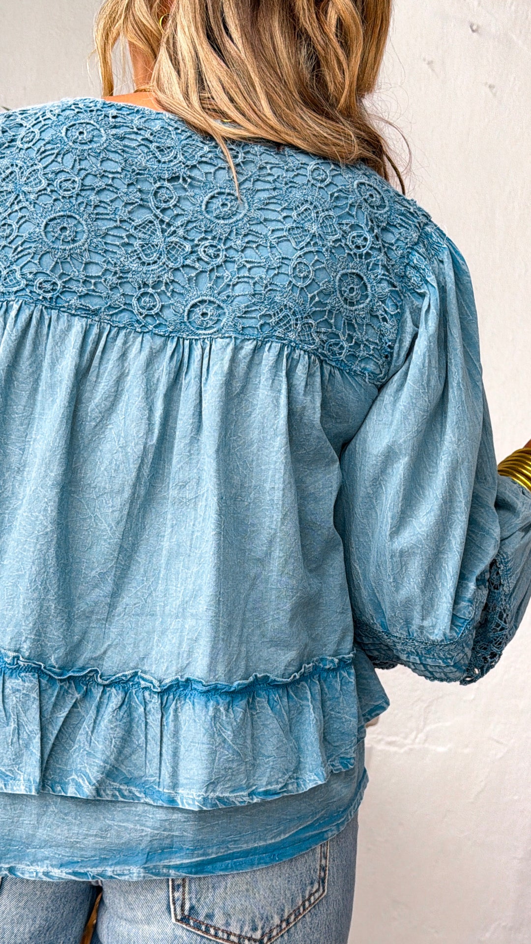 Sun Spells Blouse, Denim Blue