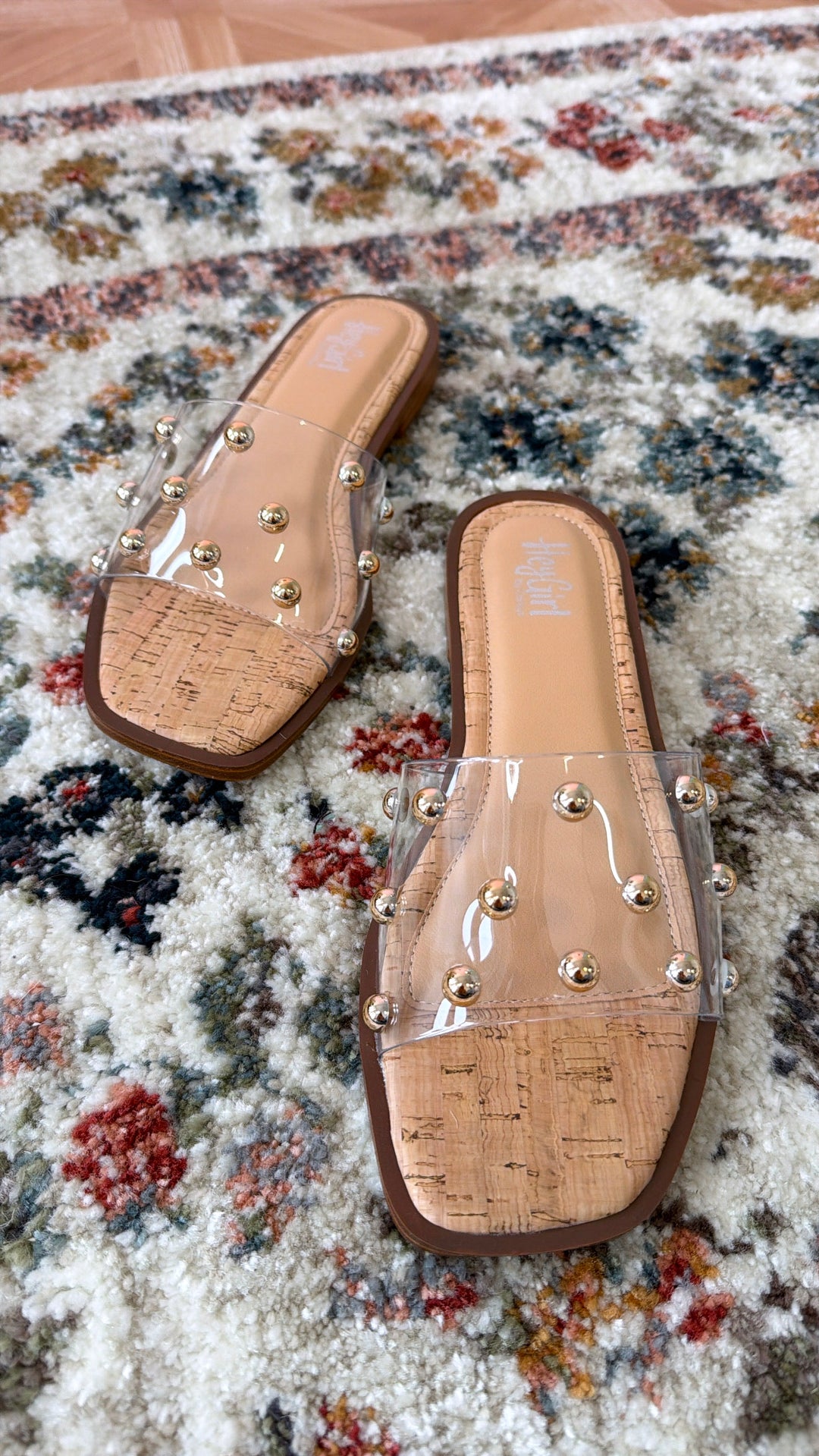 Honey Glow Sandals, Clear With Studs
