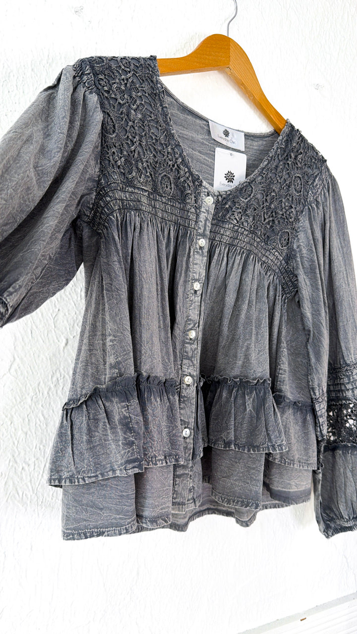 Sun Spells Blouse, Charcoal