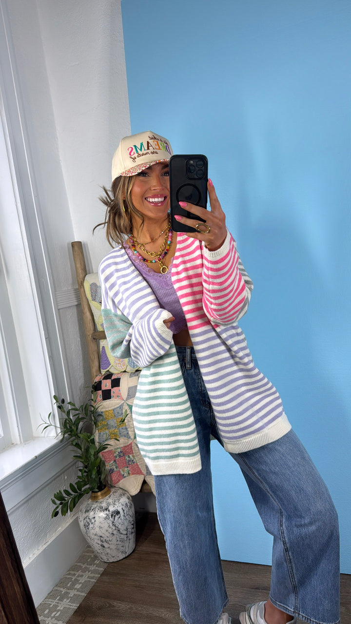 Tide & Glow Striped Sweater, Punch/Lavender