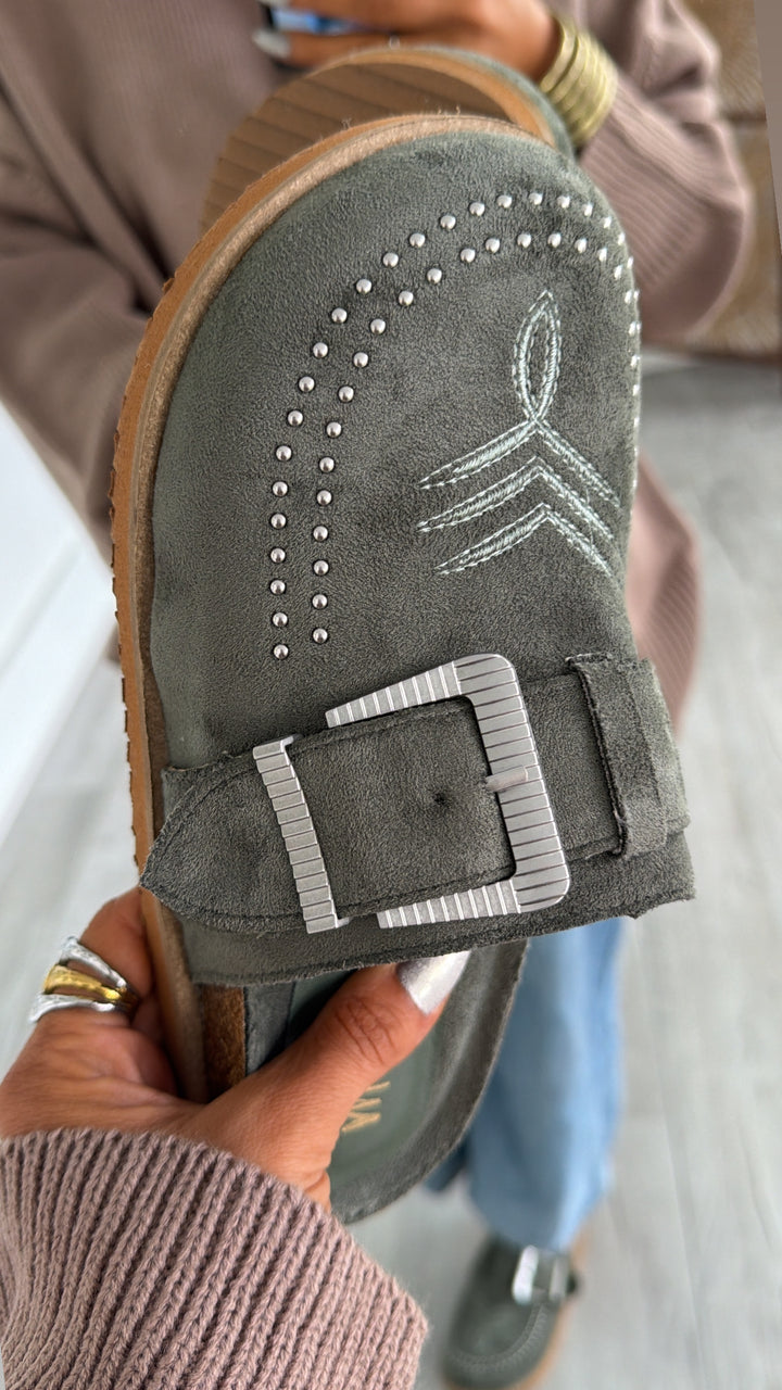 Joleen Studded Clog, Olive