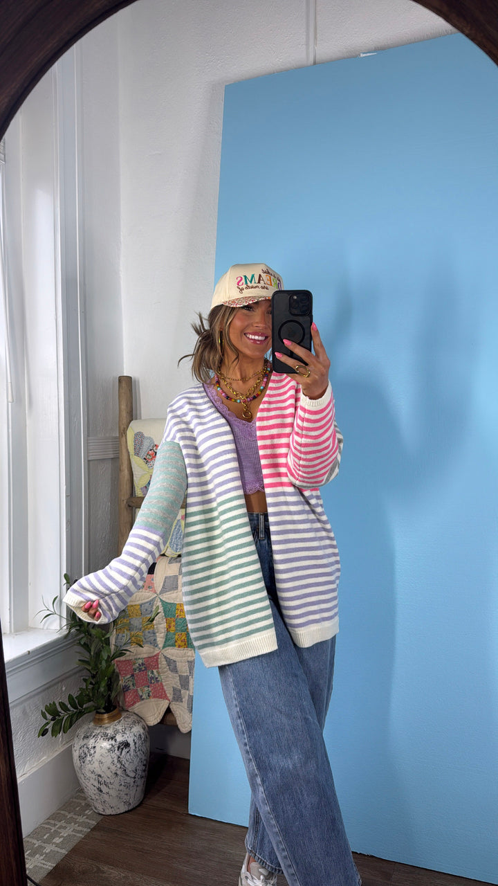 Tide & Glow Striped Sweater, Punch/Lavender