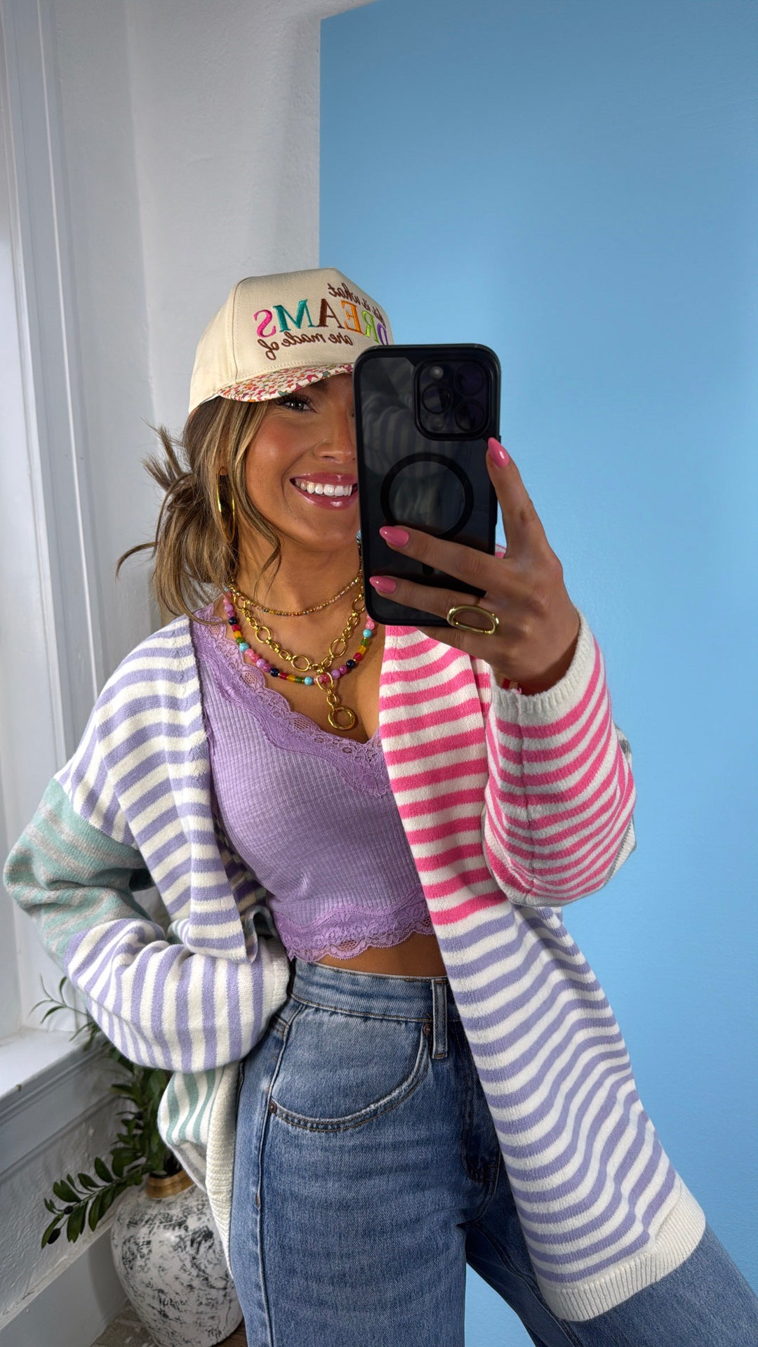 Tide & Glow Striped Sweater, Punch/Lavender