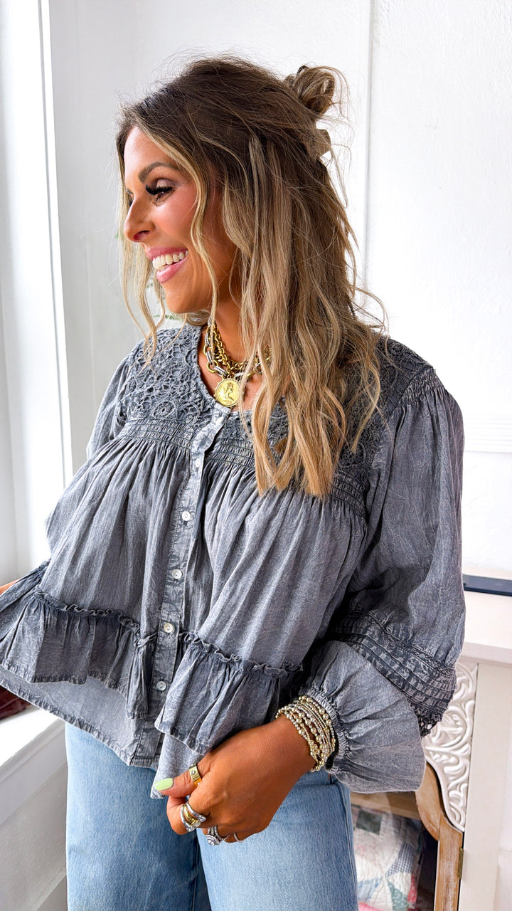 Sun Spells Blouse, Charcoal