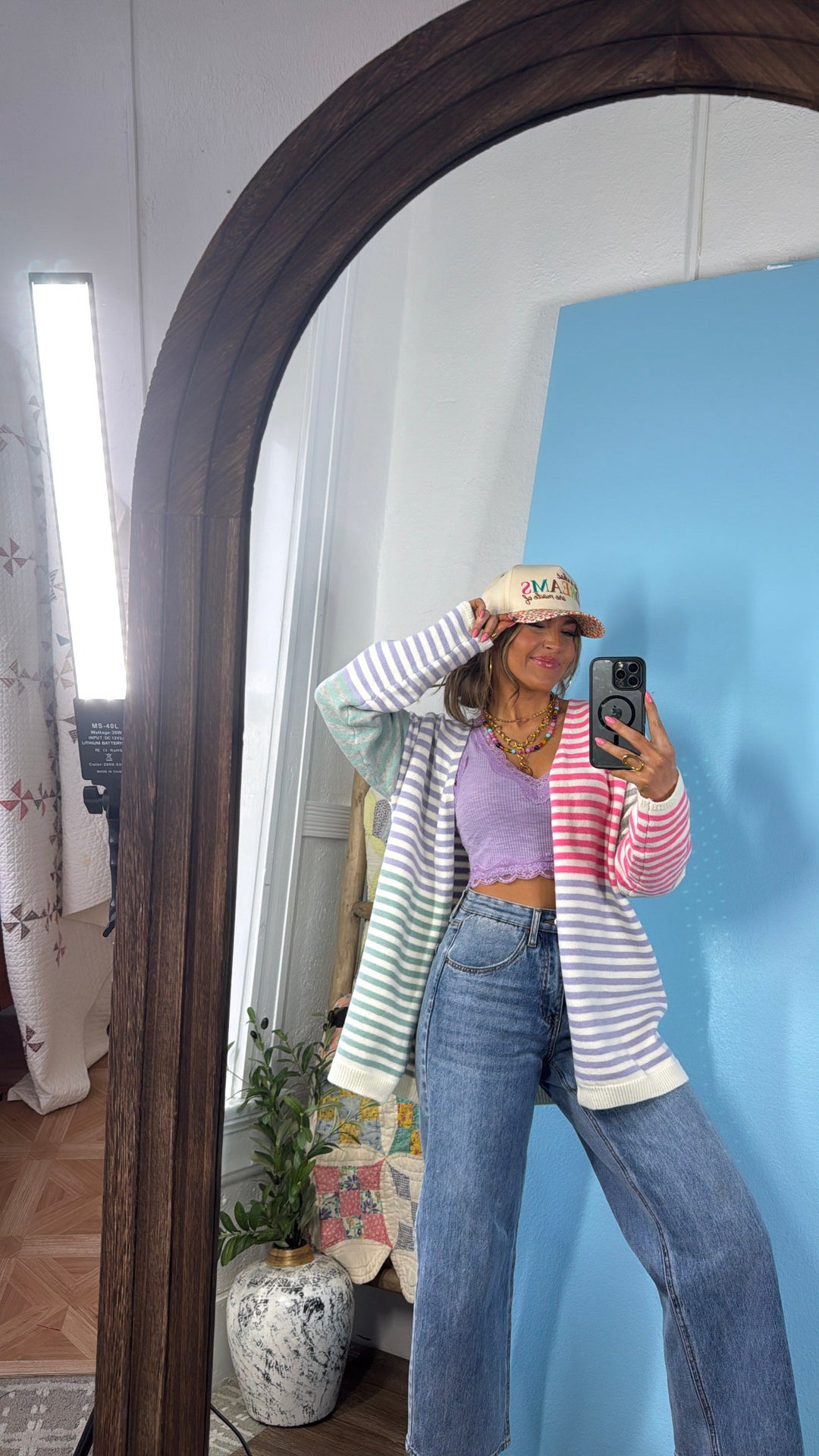 Tide & Glow Striped Sweater, Punch/Lavender