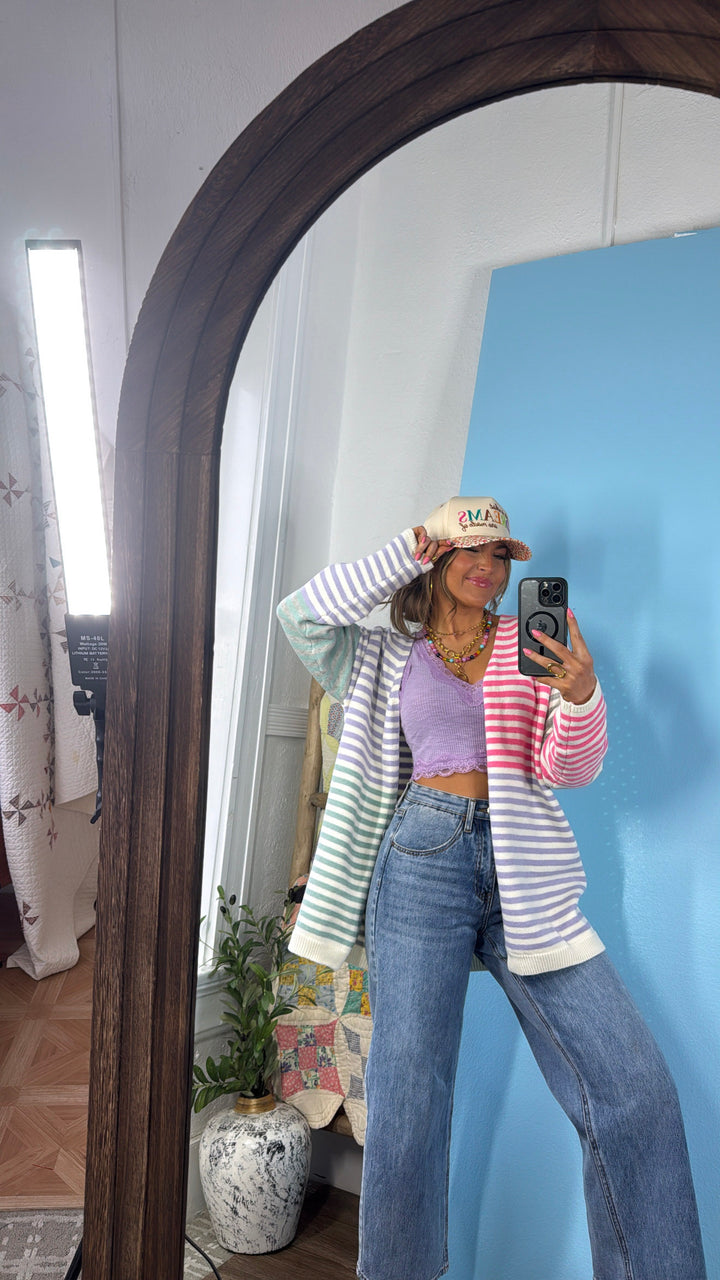 Tide & Glow Striped Sweater, Punch/Lavender