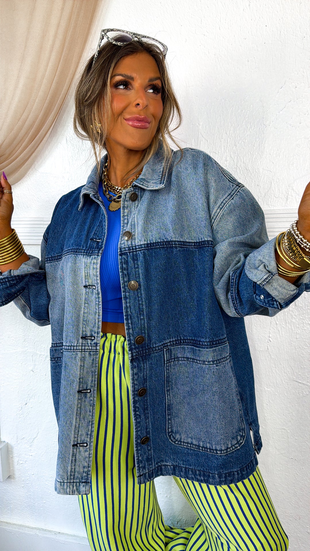 Button Up Denim Jacket, Denim Mix