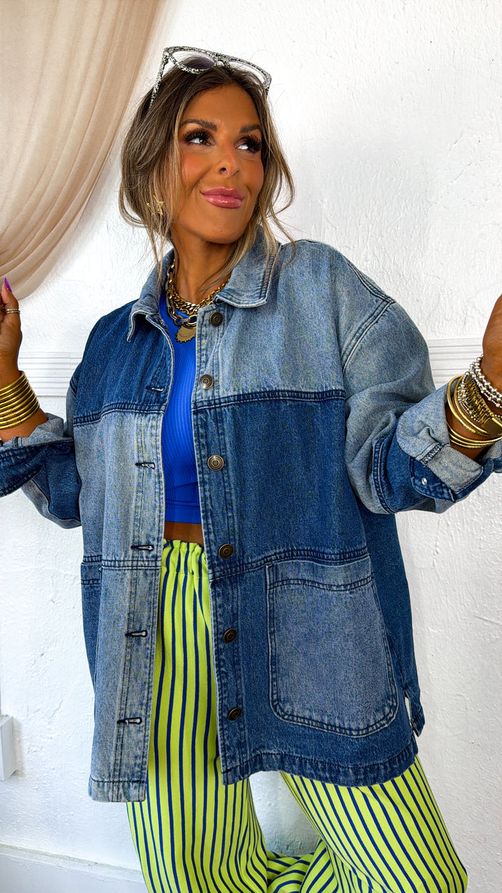 Button Up Denim Jacket, Denim Mix