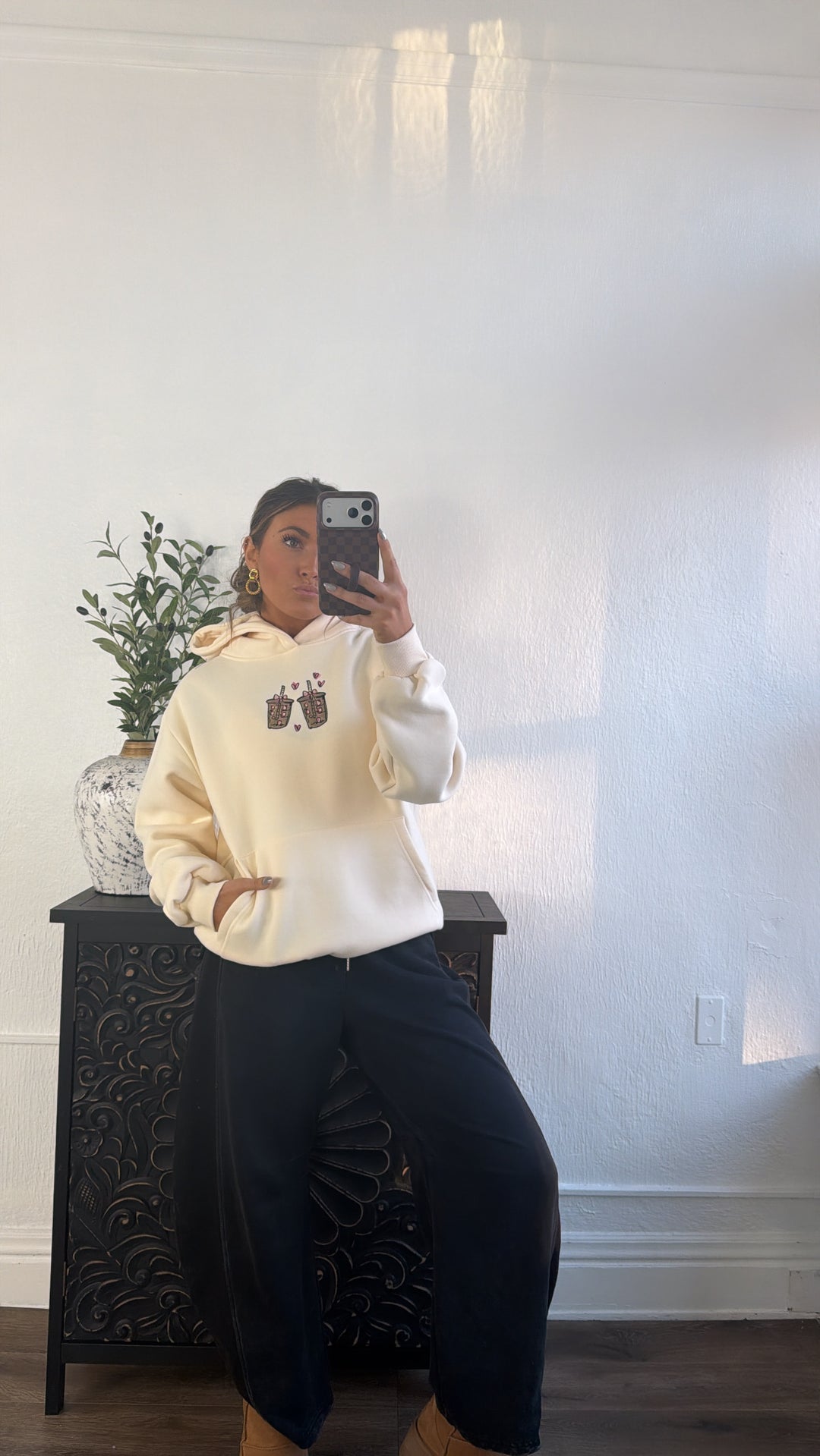 Happy Camp3r: Latte Lover Hoodie, Cream